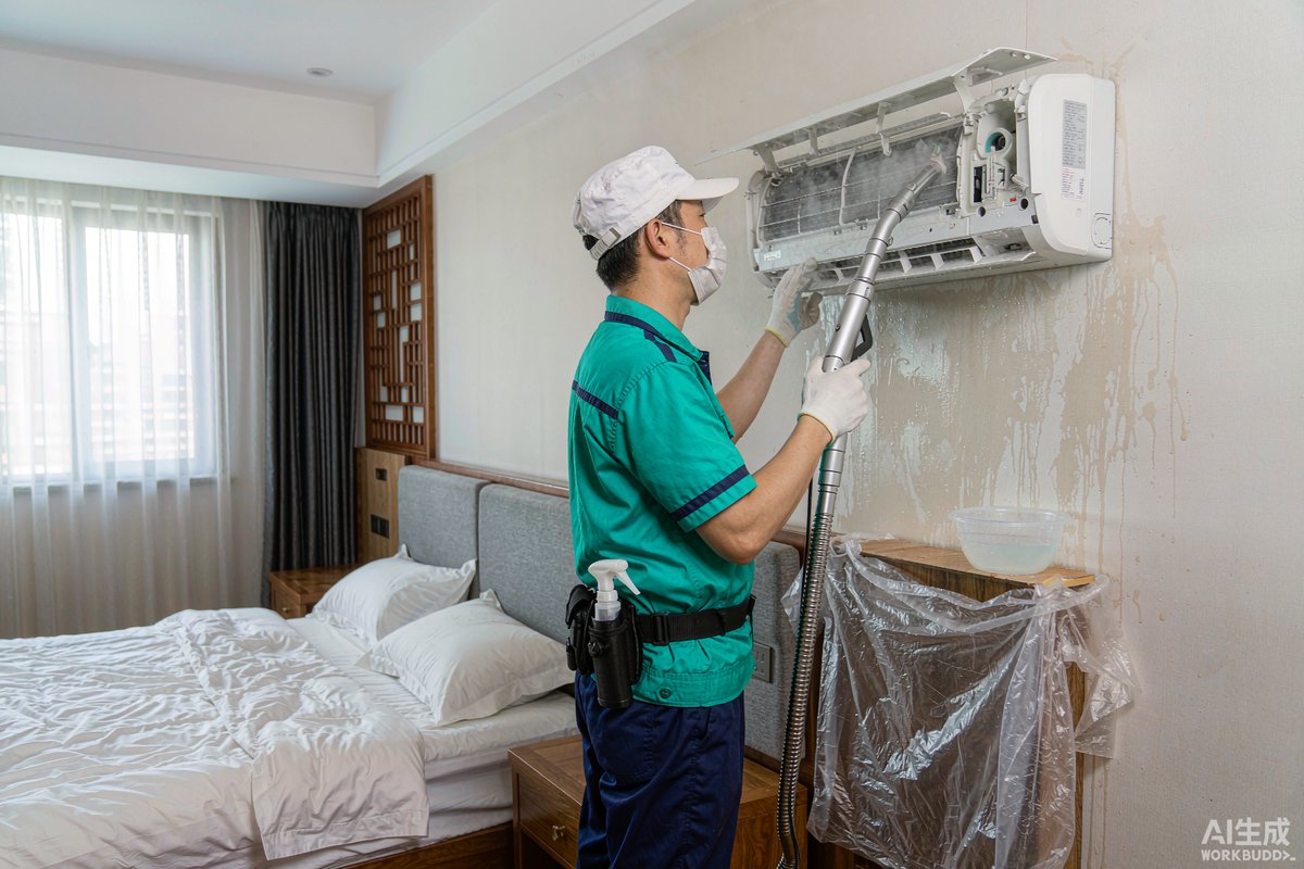 南宁空调清洗服务现场——专业师傅拆洗空调挂机高温蒸汽消毒
